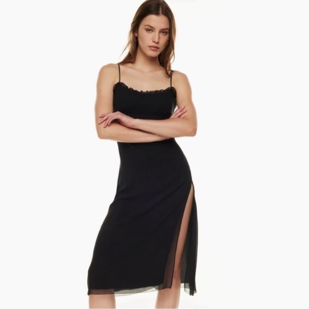 Elegant Black Midi Dress with Side Slit